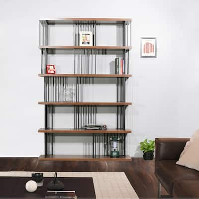DAVEE Modern & Contemporary Antique Wood 5-tier Bookcase - 72.64*47.24*11.81 inches