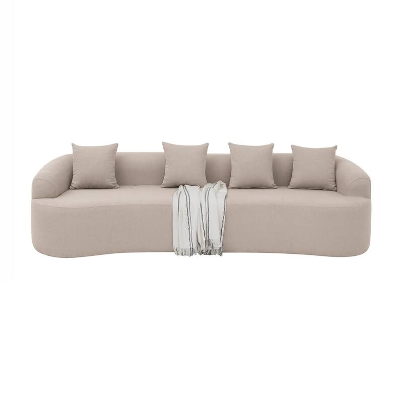 Curved Modular Sectional Sofa in Lamb's Wool Fabric, Modern Minimalist Style, Compressed (No Assembly Required)