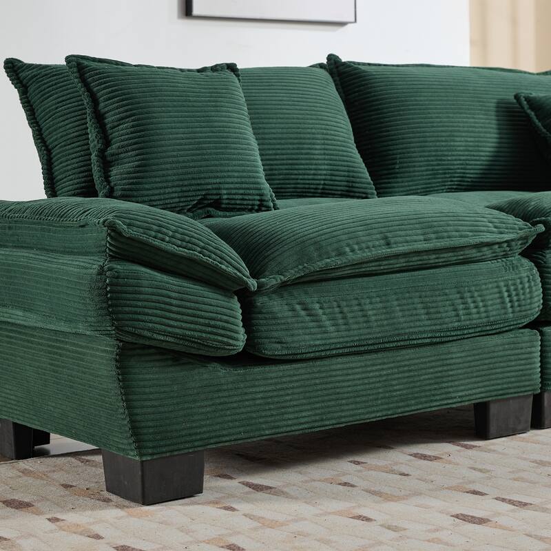 Corduroy Couch Loveseat Sofa with Pillows,Comfy Upholstered Deep Seat Sofa for Bedroom,Living Room,Office