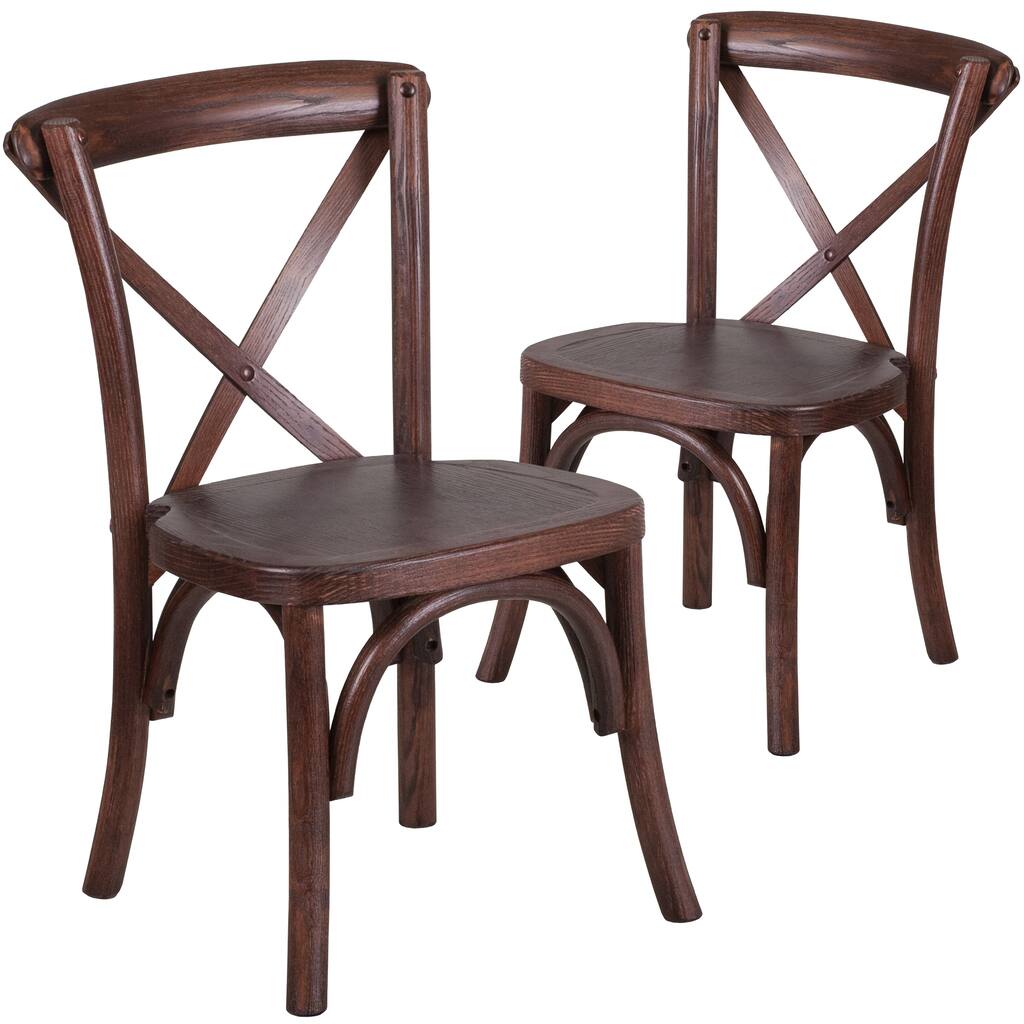 2Pk Stackable Kids Mahogany Wood Cross Back Chair - Kids Dining Chair