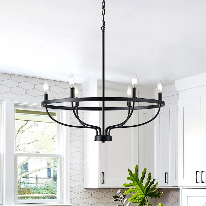 Industrial 6-Light Metal Candle Style Chandelier Light Fixture for Dining Room Kitchen Island