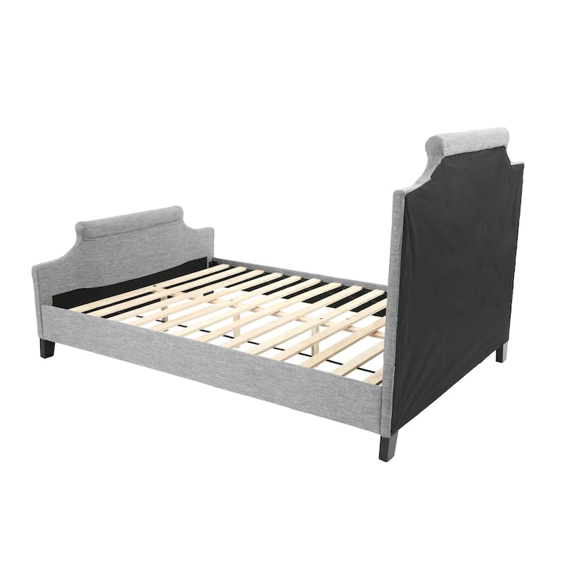 Full Size Fabric Panel Bed with Wood Frame (3-Piece Packaging)