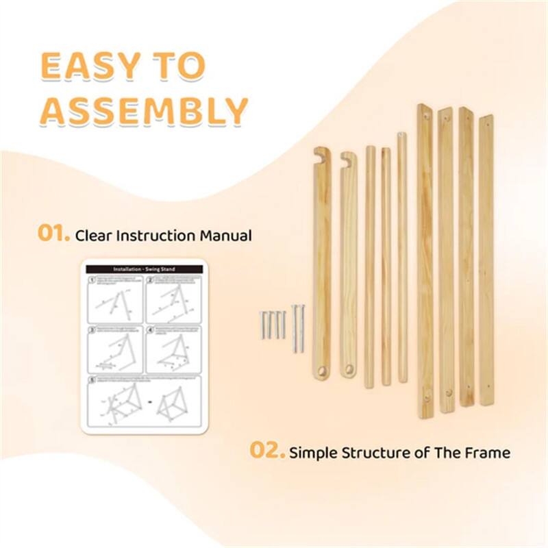 36.6 In. Foldable Swing Set With Stand Premium Montessori For Baby And Toddler