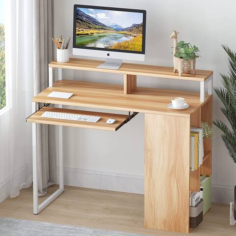 Large L-Shaped Wood Computer PC Gaming Desk with Monitor Stand
