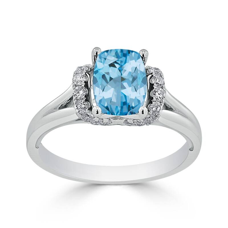 Auriya 1 3/4ct Modern Cushion-cut Sky Blue Topaz and Diamond Engagement Ring 1/4ctw 14k Gold