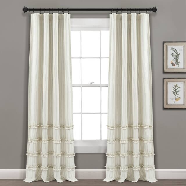Lush Decor Vintage Stripe Yarn Dyed Cotton Window Curtain Panel Pair - 40"w x 95"l - Neutral