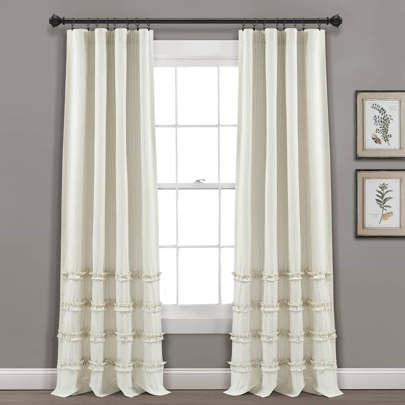Lush Decor Vintage Stripe Yarn Dyed Cotton Window Curtain Panel Pair - 40"w x 84"l - Neutral