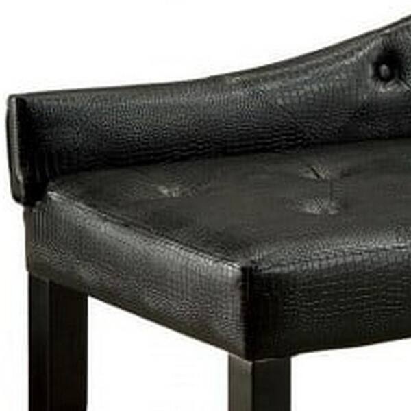 18 Inch Button Tufted Camel Back Leatherette Bench Black Overstock 32119201