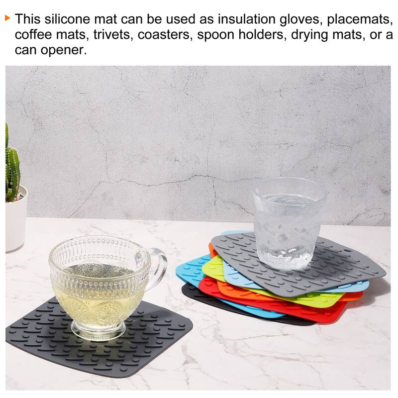 Silicone Trivet Mats Hot Pot Holders 4Pcs, Kitchen Trivet Mat Hot Pads - Orange, Red, Blue, Green