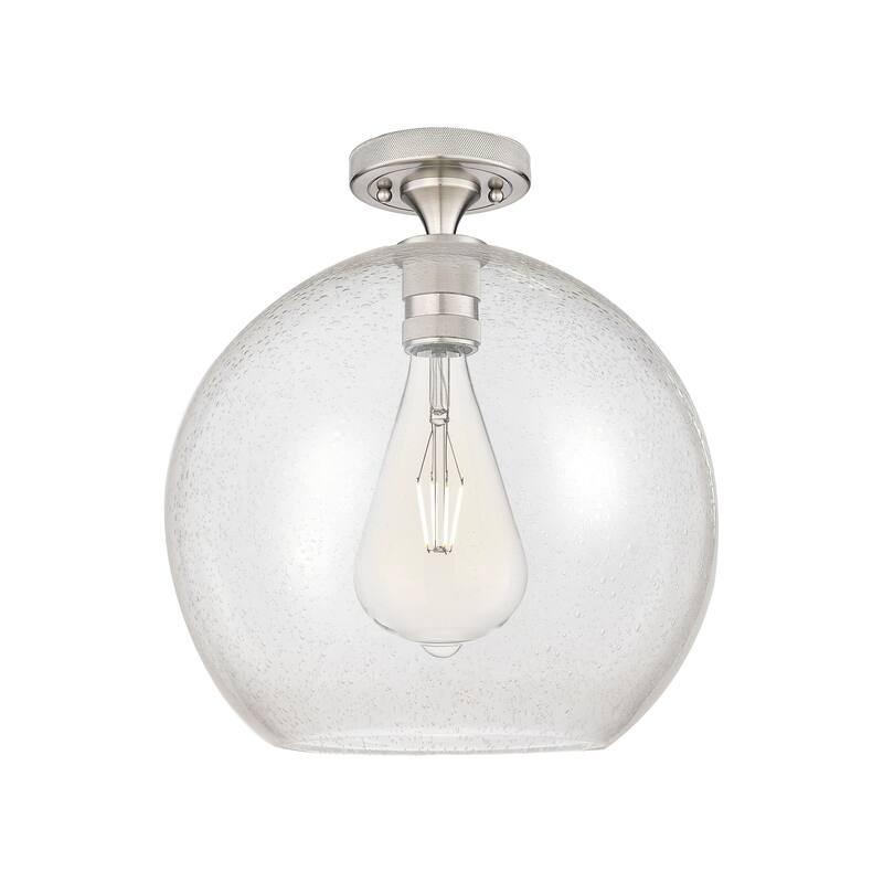 Innovations Lighting Downtown Urban - Crown Point - 1 Light 12" Athens Flush Mount - Satin Nickel/Seedy