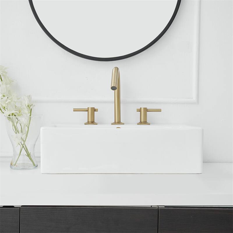 8 Inch Widespread Bathroom Sink Faucet with Drain Assembly Brass Modern 3 Hole Bathroom Basin Vanity Faucets
