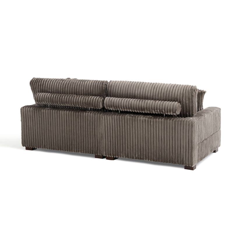 Plush Corduroy Modular Sectional Sofa Comfy Couch