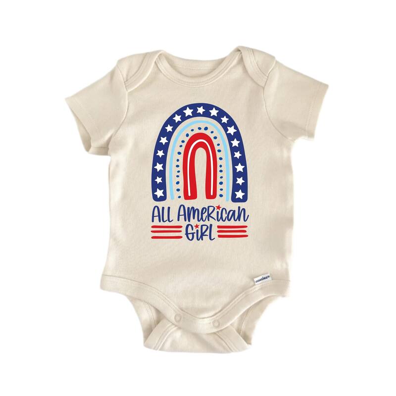 All American Girl July 4th - Baby Boy Girl Clothes Bodysuit Funny Cute - White - 3-6M