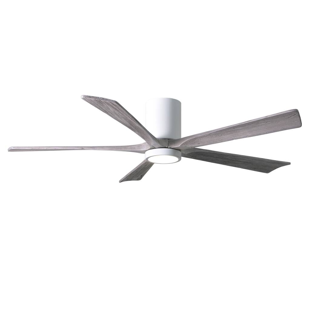 Irene-HLK 60-inch Gloss White Flushmount Paddle Fan with Light Kit - Barn Wood Tone Blades