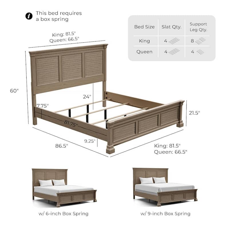 Furniture of America Wacine 5-Piece Weathered Grey Solid Wood Panel Bedroom Set