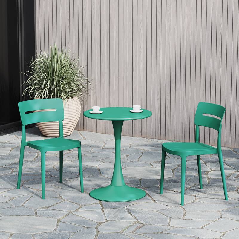 Frond and Form Modern Outdoor Patio Stacking Dining Side Chair (Set of 2)