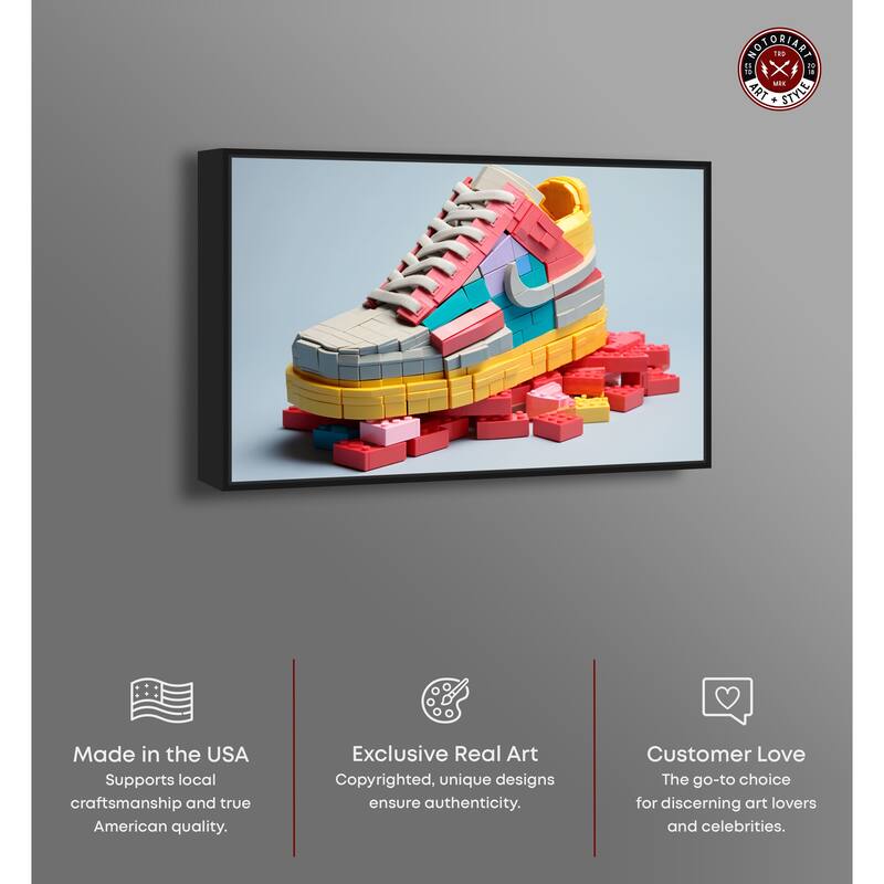 Notoriart Toy Sneaker Pastel Framed Sneaker 1 Piece Canvas Wall Art