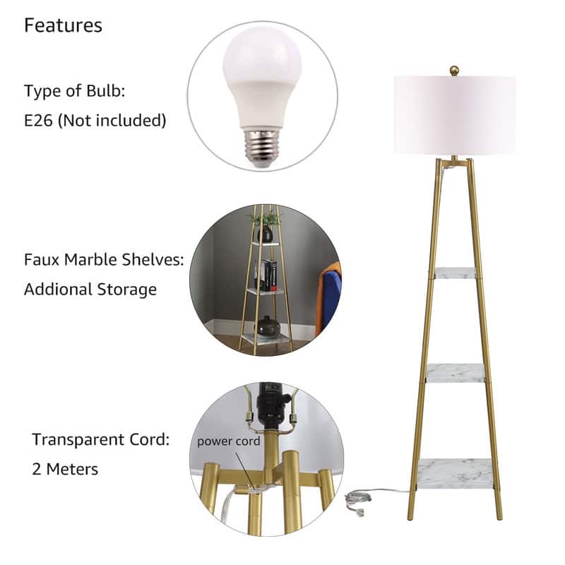 ROSEN GARDEN Floor Lamp, Standing Reading Light - White