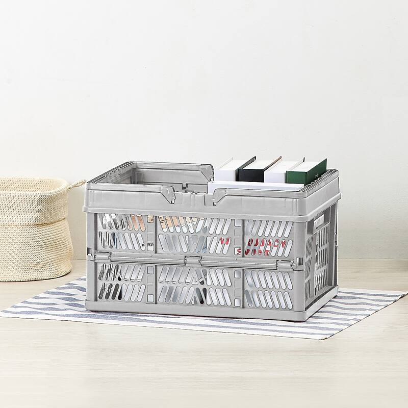 Simplify Collapsible Storage Crate with Carrying Handles in Grey