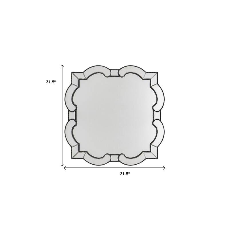 HomeRoots 32" Clear Scalloped Glass Framed Accent Mirror - 31.5' X '31.5' X '0.7