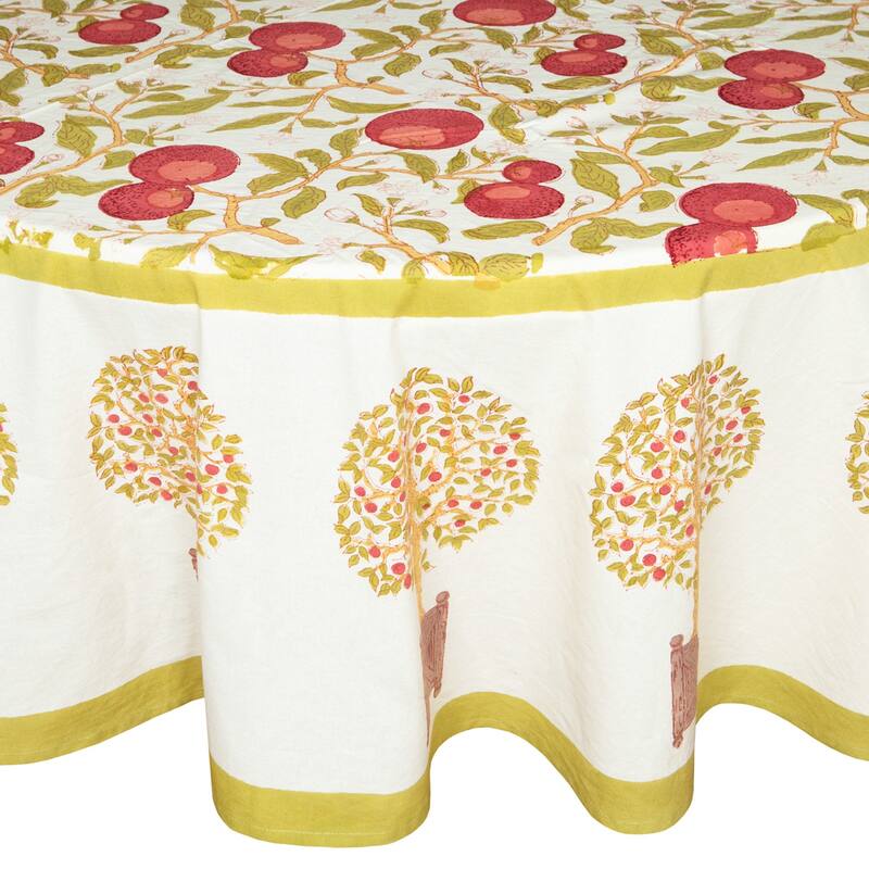 Couleur Nature Orange Tree Tablecloth - Red/Green