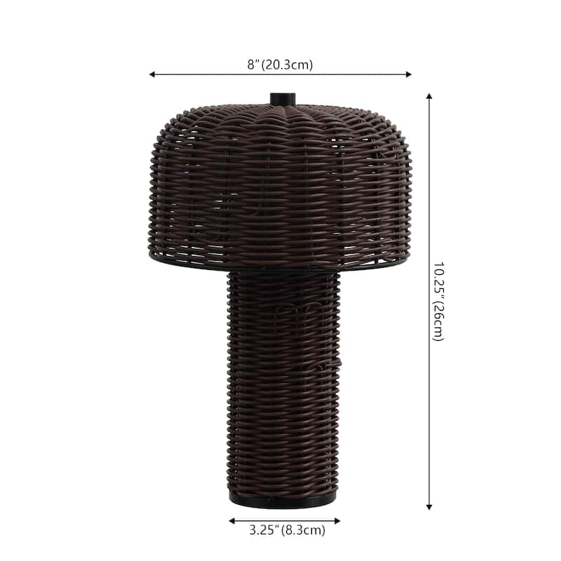 10" Indoor/Outdoor Wicker Rechargeable/Cordless Dimmable LED Table Lamp (Set 2)