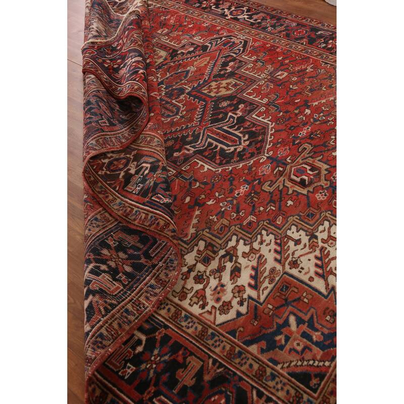 Hand Knotted Oriental 100% Wool Carpet Traditional Medallion Red Heriz Area Rug - 10' 8'' X 8' 2''