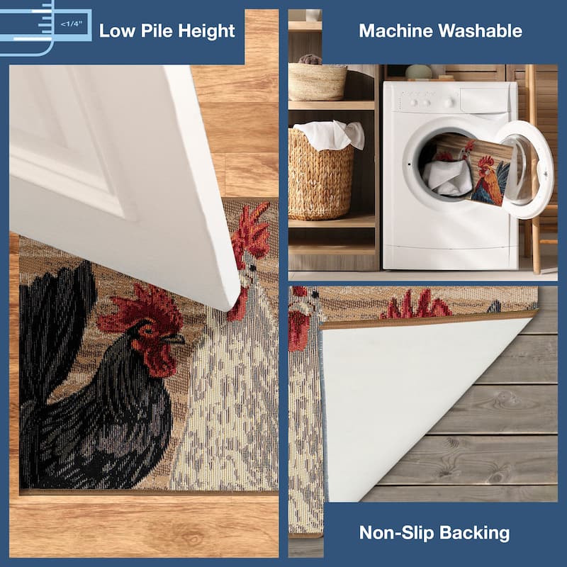 Liora Manne Esencia Three Roosters Indoor/Outdoor Mat