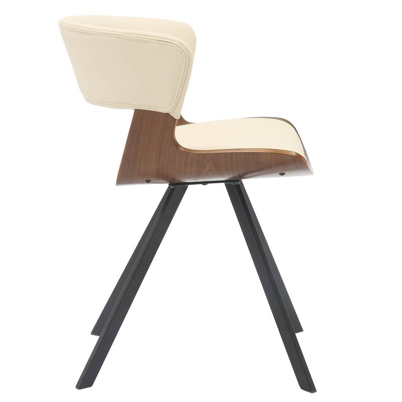 Dining Chair Upholstered in Leather or Velvet in Black Iron with Curved Open-Back Design Side Chair