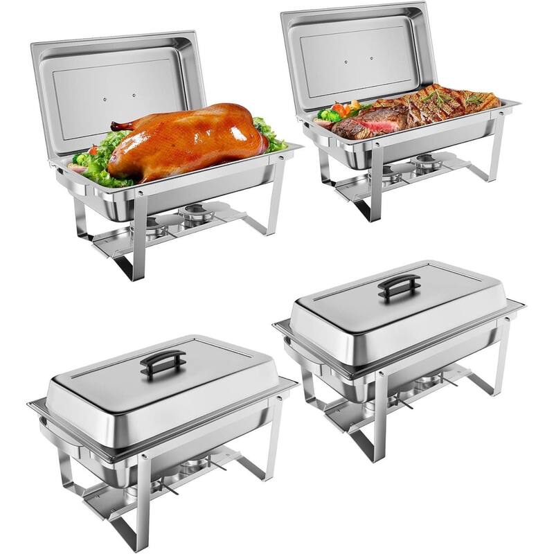 8QT Chafing Dish Buffet, Warmers Food Servers Sets - 4 Pcs
