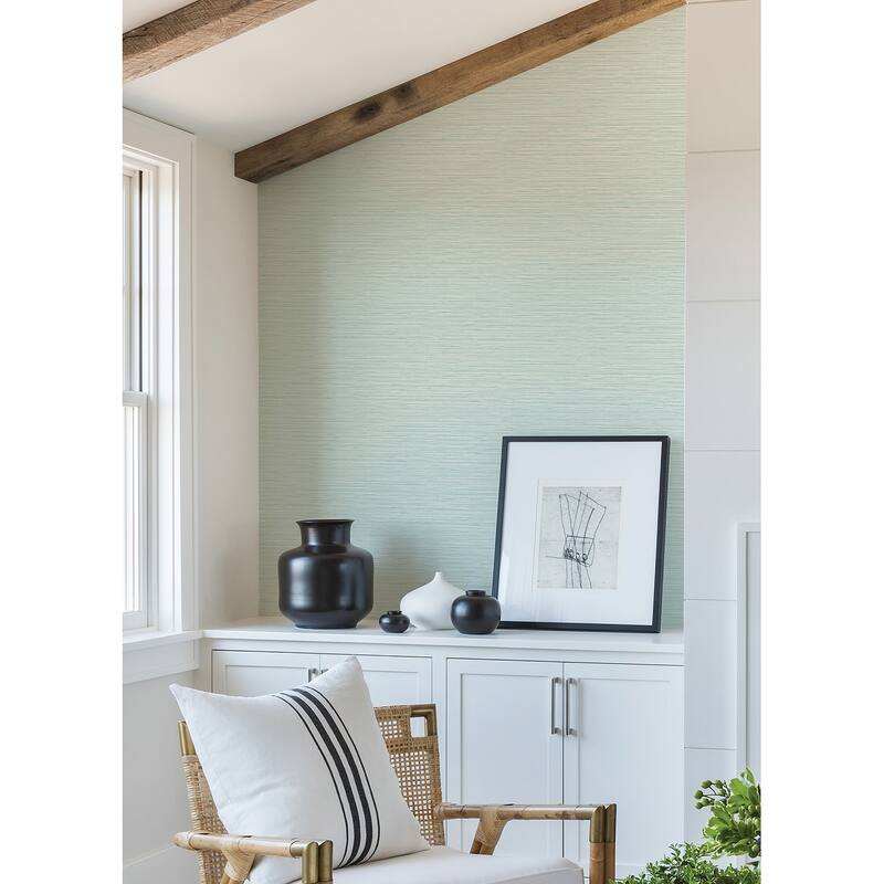 A-Street Prints Rushmore Aqua Faux Grasscloth Wallpaper