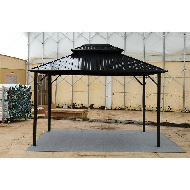 10x10FT Aluminum Permanent Hardtop Gazebo with Steel Canopy for Outdoor Patio, Garden, Backyard