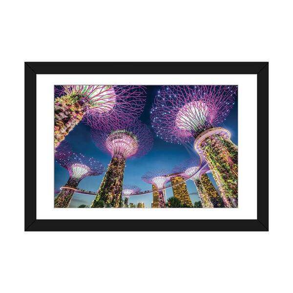 slide 2 of 20, iCanvas "Gardens by the Bay in Singapore" by Jan Becke PFA Black - 24x32x1