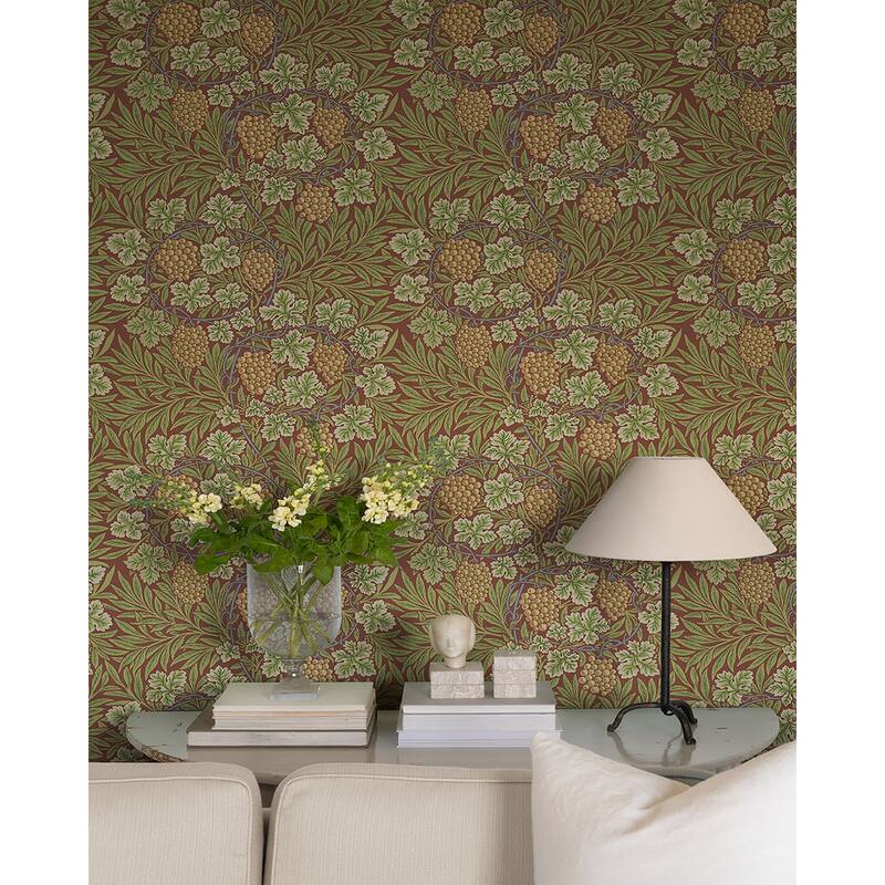 A-Street Prints Vine Ruby Woodland Fruits Wallpaper