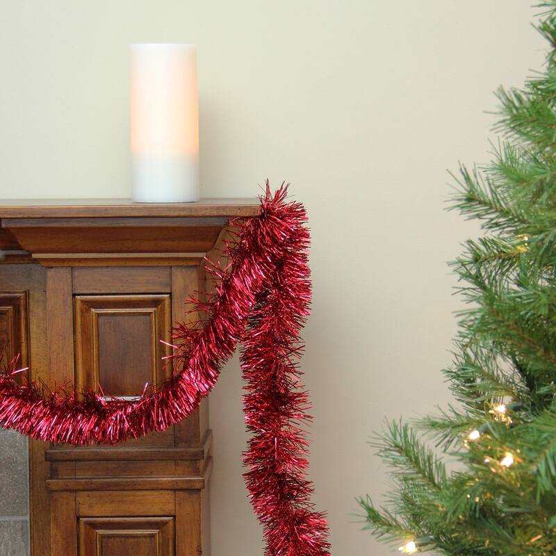 50' Traditional Shiny 6 Ply Christmas Foil Tinsel Garland - Unlit