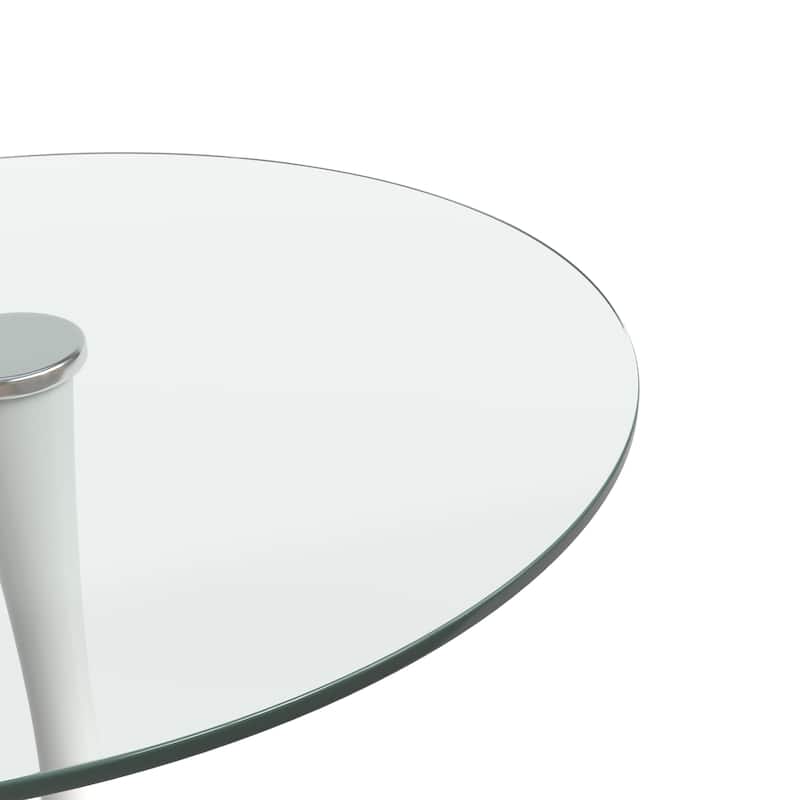 Bristol 35" Round Dining Table with Modern Glass, MDF or Sintered Stone - Sturdy Steel Pedestal Base for Kitchen, Dining, Cafe
