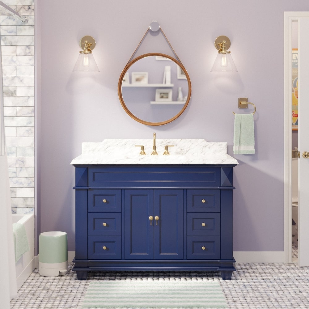 KitchenBathCollection Elizabeth 48" Bathroom Vanity with Carrara Marble Top