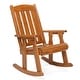 preview thumbnail 1 of 7, Wooden Rocking Chair Teak Color Fir Wood Vertical Backrest Brown
