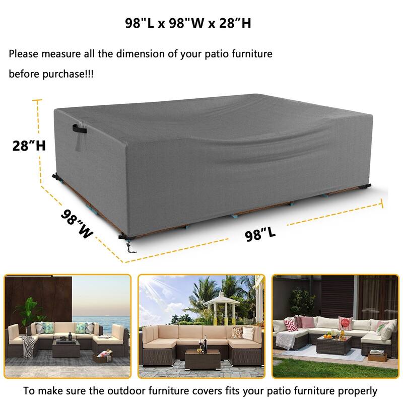 Patio Furniture Cover Oxford & PVC Coating Waterproof & Sun-Resistant