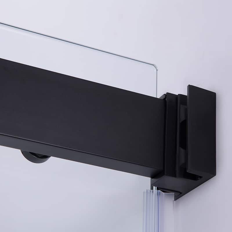Spezia 60" W x 58" H Double Sliding Frameless Tub Door in Matt Black - 60" W x 58" H
