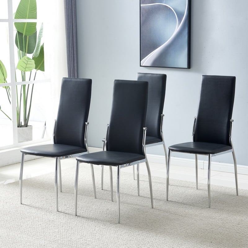 Modern Tempered Glass Table and Upholstered Chair 5-piece Dining Set