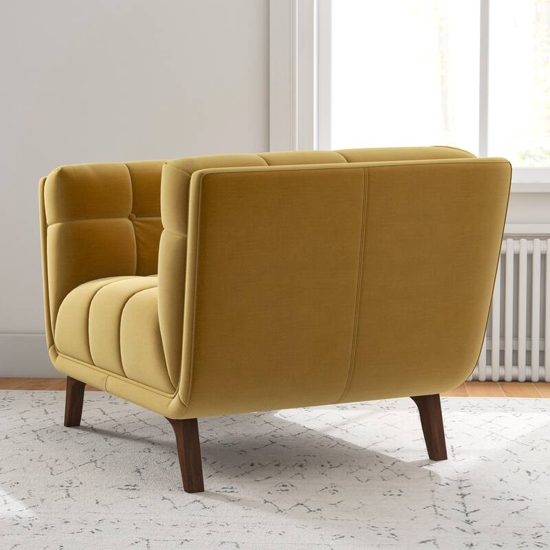 Kameron Mid-Century Modern Tight Back Velvet Upholstered Armchair