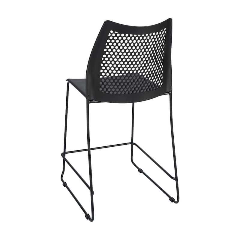 Stackable Sled Base Counterstool with Vented Back and Integrated Footrest - 19.75"W x 22"D x 37.5"H