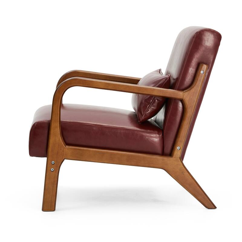 Glitzhome Set of 2 30.75"H Mid-Century Modern PU Leather Accent Chairs - 25.75"W x 33.75"D x 30.75"H