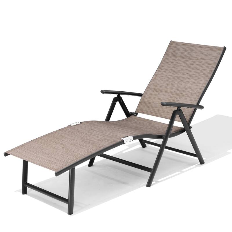 VredHom Outdoor Aluminum Portable Folding Chaise Lounge Chair - 70" L x 20" W x 14" H
