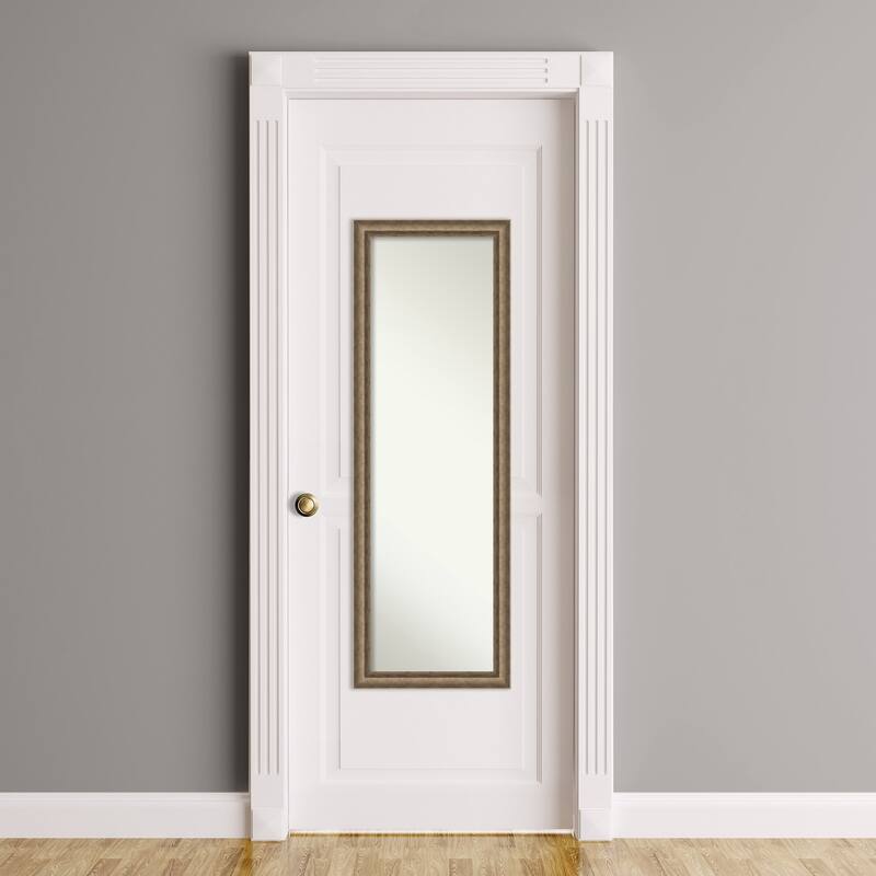 Angled Non-Beveled Wood Framed Full-Length On the Door Mirror - Glass Size 14x48