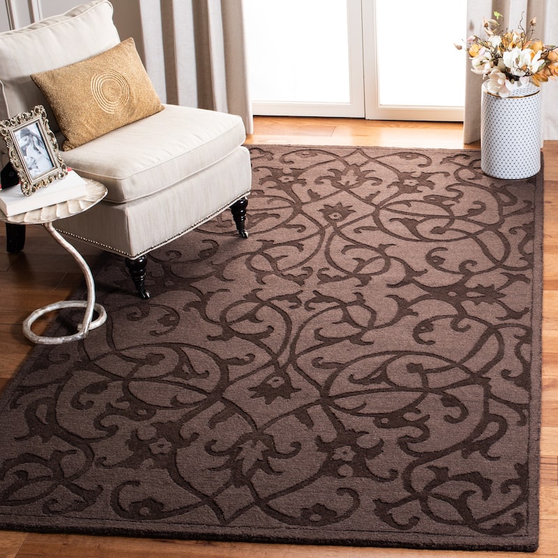 SAFAVIEH Handmade Impressions Anneluise Modern Scrolls Wool Rug - 3' x 5' - Brown