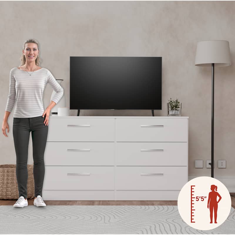 Kappesberg Sofia 50"W 6-Drawer Horizontal Dresser – Modern Bedroom Storage