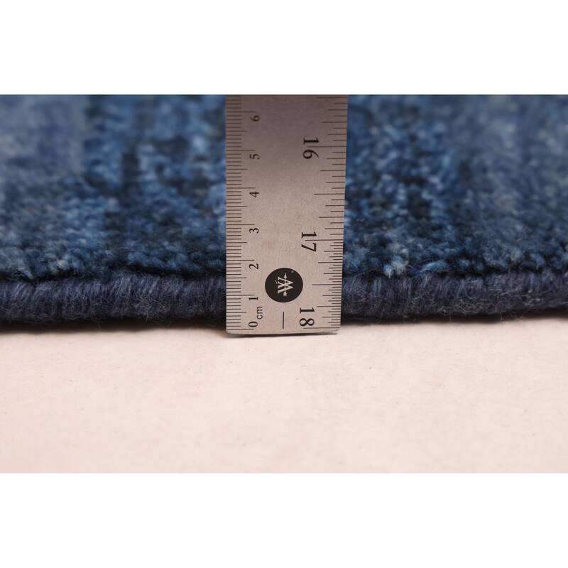 ECARPETGALLERY Hand-knotted Pak Finest Gabbeh Dark Blue Wool Rug - 7'10 x 7'9