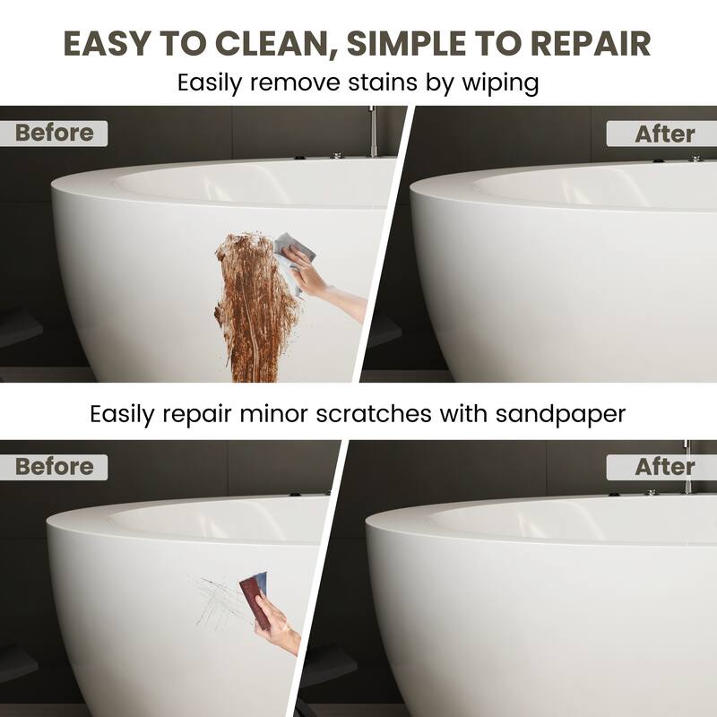 71 in. Freestanding Acrylic Whirlpool Bathtub with 6 Jets, Chromatherapy LED Lighting, 4-Hole Faucet Kit, Center Drain